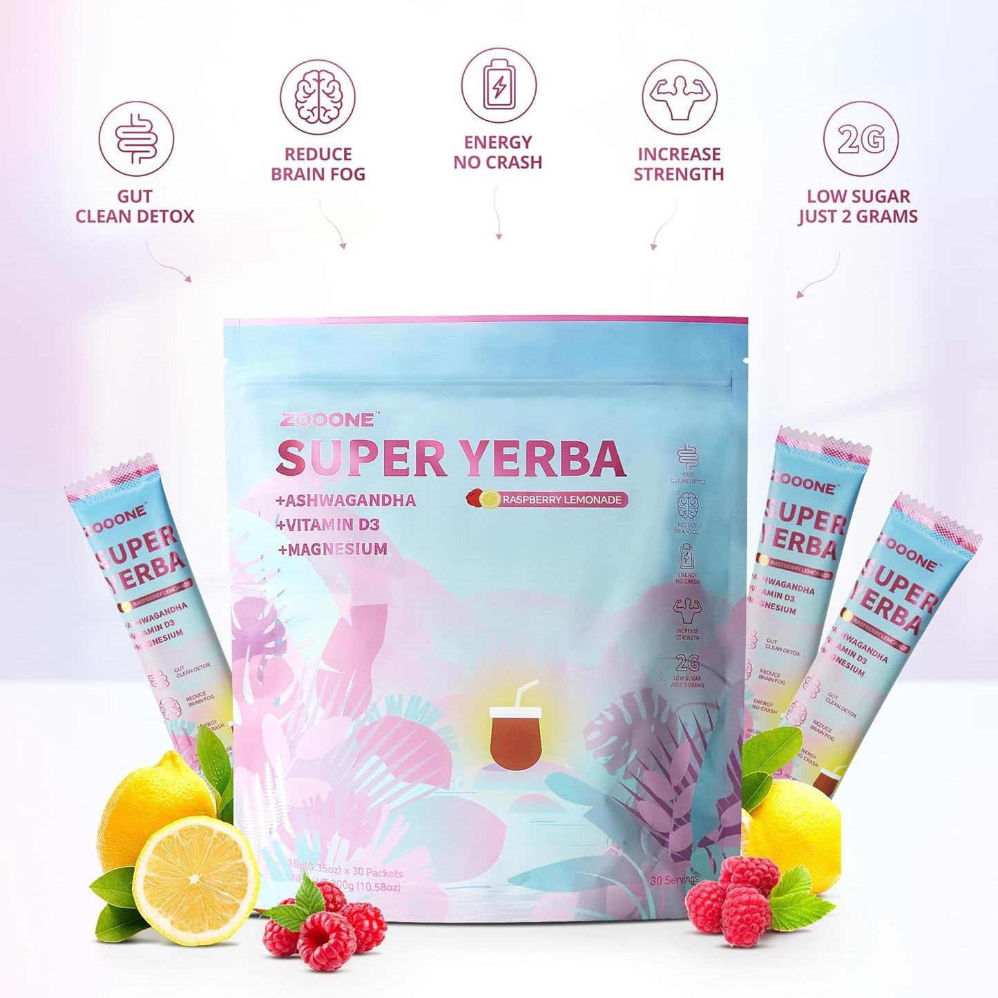 Super Yerba™ Instant Tea Powder Raspberry Lemonade Flavor