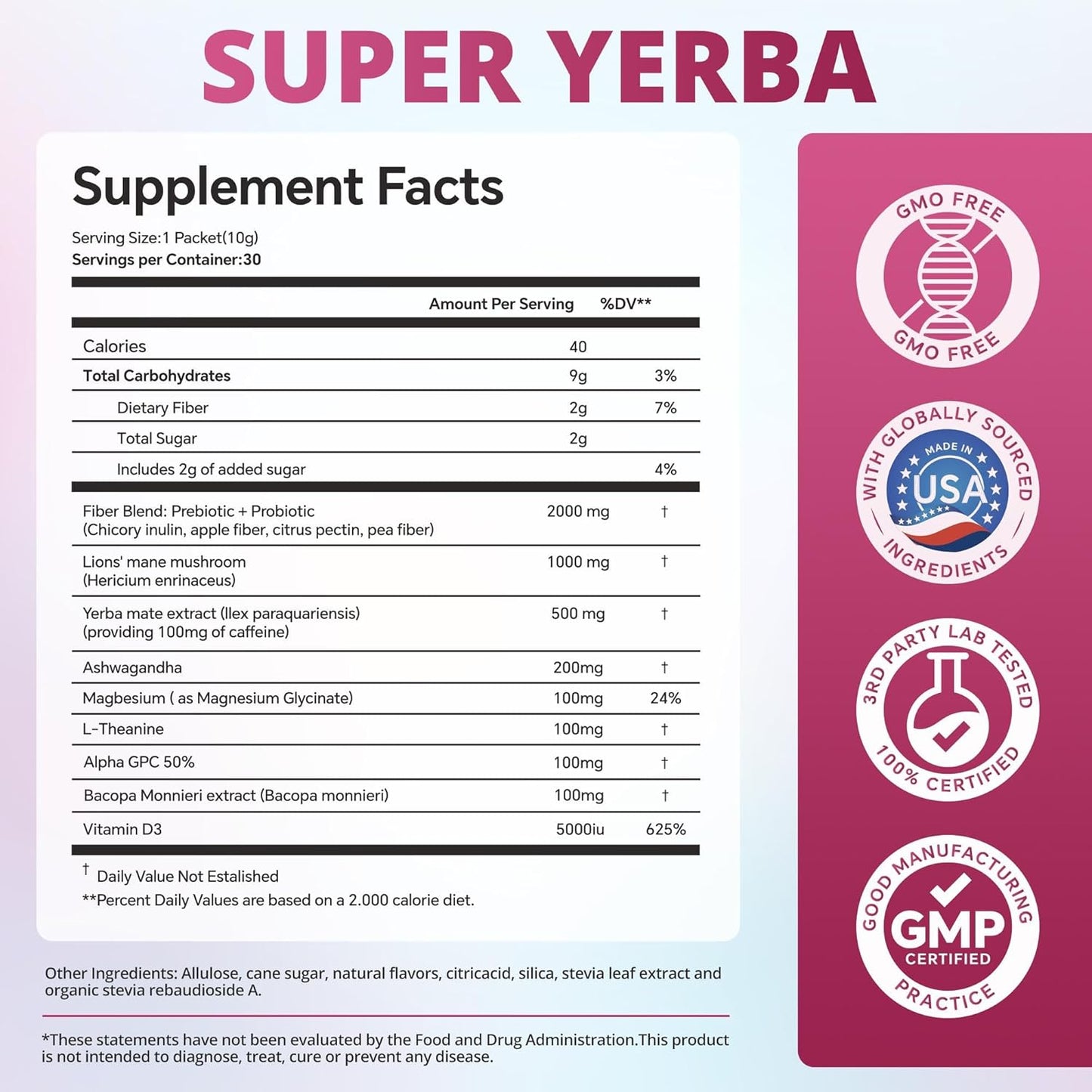 Super Yerba™ Instant Tea Powder Raspberry Lemonade Flavor